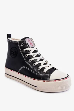 Trampki Damskie Cross Jeans|Trampki Ocieplane>Cross Jeans Damskie Wysokie Ocieplane Trampki KK2R4042C Czarne