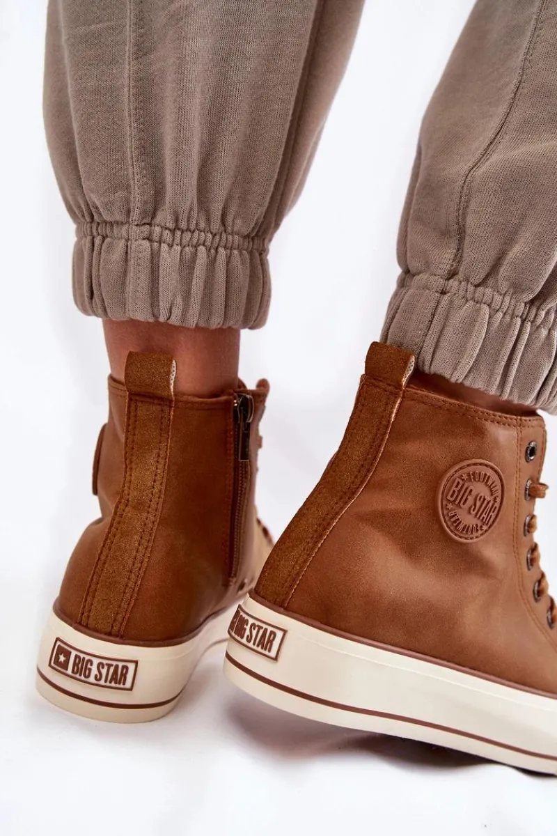 Discount Damskie Wysokie Ocieplane Trampki Big Star KK274171 Brązowe Damskie Trampki Ocieplane|Trampki Damskie Big Star