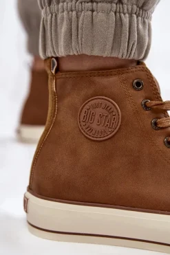 Discount Damskie Wysokie Ocieplane Trampki Big Star KK274171 Brązowe Damskie Trampki Ocieplane|Trampki Damskie Big Star