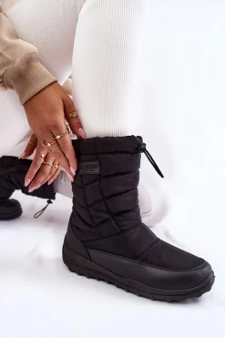 Śniegowce Damskie>Big Star Shoes Damskie Wysokie Ocieplane Śniegowce Big Star KK274599 Czarne