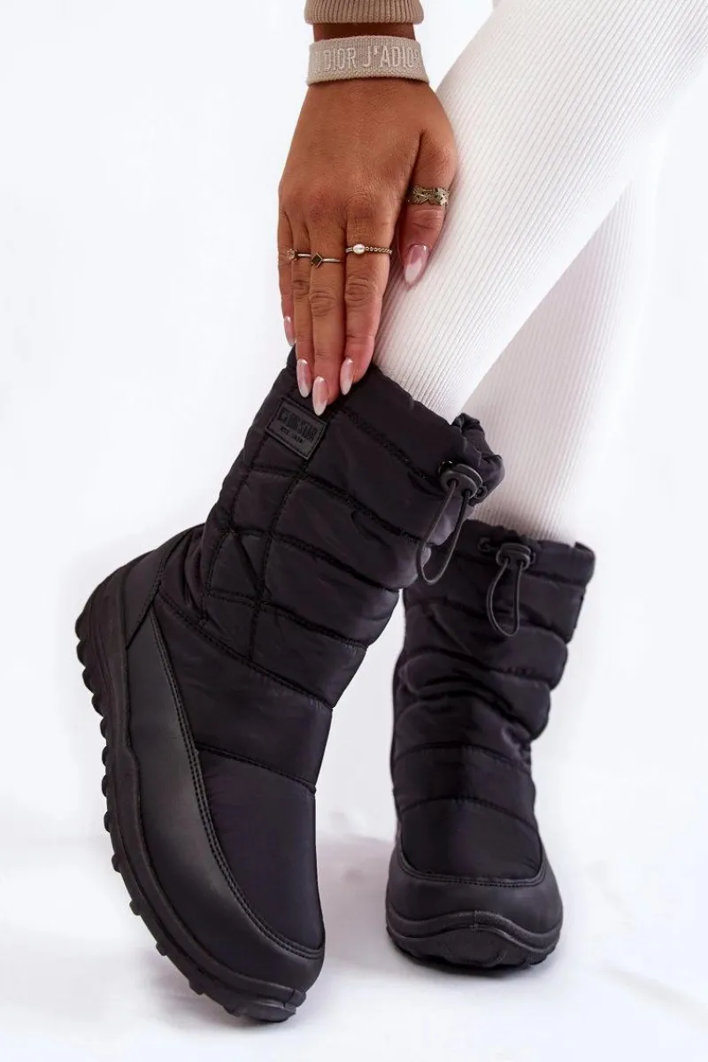 Śniegowce Damskie>Big Star Shoes Damskie Wysokie Ocieplane Śniegowce Big Star KK274599 Czarne