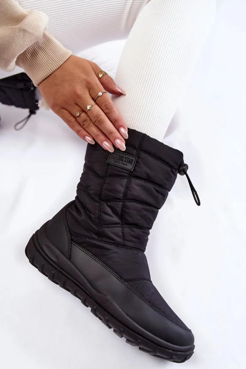 Śniegowce Damskie>Big Star Shoes Damskie Wysokie Ocieplane Śniegowce Big Star KK274599 Czarne