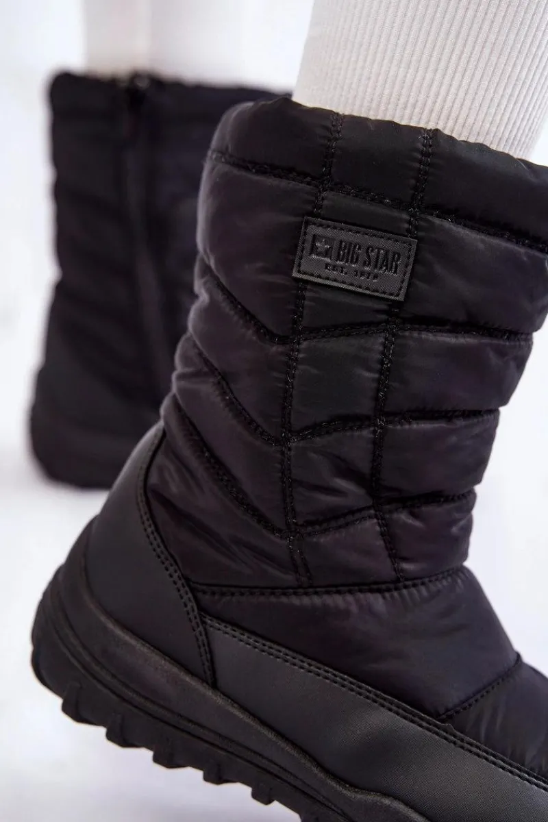 Śniegowce Damskie>Big Star Shoes Damskie Wysokie Ocieplane Śniegowce Big Star KK274599 Czarne