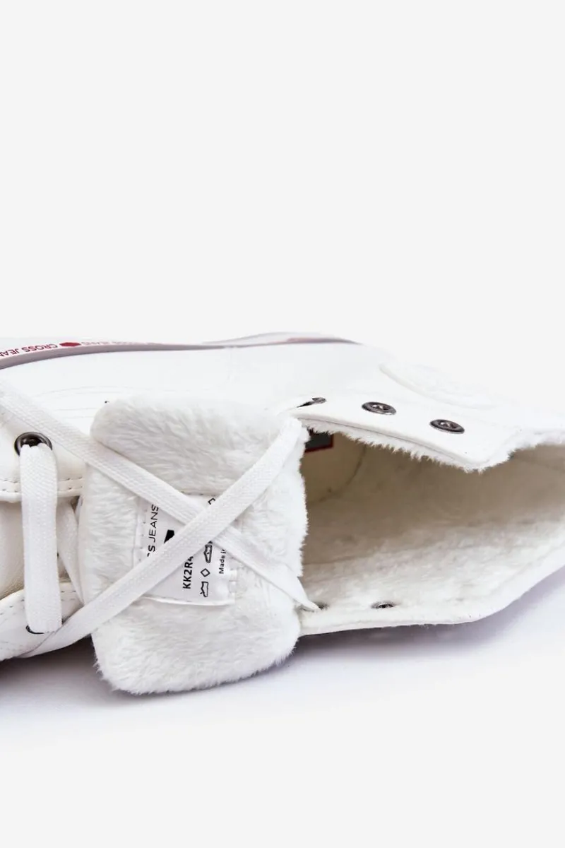 Best Damskie Wysokie Ocieplane Trampki KK2R4044C Białe Damskie Trampki Damskie Cross Jeans|Trampki Ocieplane