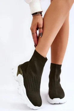 Best Damskie Wysokie Skarpetkowe Buty Sportowe Zielone Jovie Damskie Sneakersy Damskie