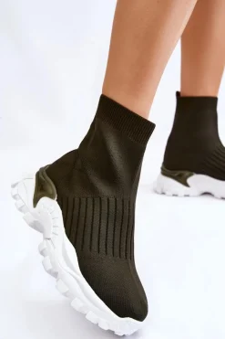 Best Damskie Wysokie Skarpetkowe Buty Sportowe Zielone Jovie Damskie Sneakersy Damskie