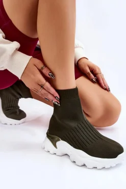 Best Damskie Wysokie Skarpetkowe Buty Sportowe Zielone Jovie Damskie Sneakersy Damskie