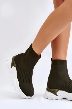 Best Damskie Wysokie Skarpetkowe Buty Sportowe Zielone Jovie Damskie Sneakersy Damskie