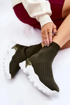 Best Damskie Wysokie Skarpetkowe Buty Sportowe Zielone Jovie Damskie Sneakersy Damskie