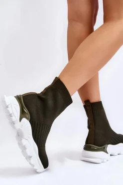 Best Damskie Wysokie Skarpetkowe Buty Sportowe Zielone Jovie Damskie Sneakersy Damskie