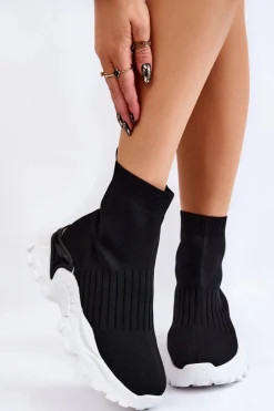 Online Boto Damskie Wysokie Skarpetkowe Buty Sportowe Czarne Jovie