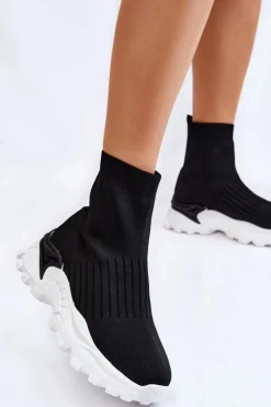 Online Boto Damskie Wysokie Skarpetkowe Buty Sportowe Czarne Jovie