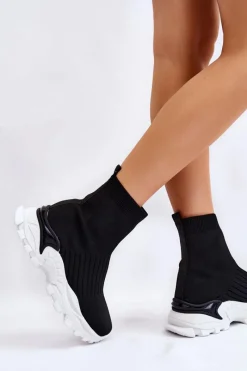 Online Boto Damskie Wysokie Skarpetkowe Buty Sportowe Czarne Jovie