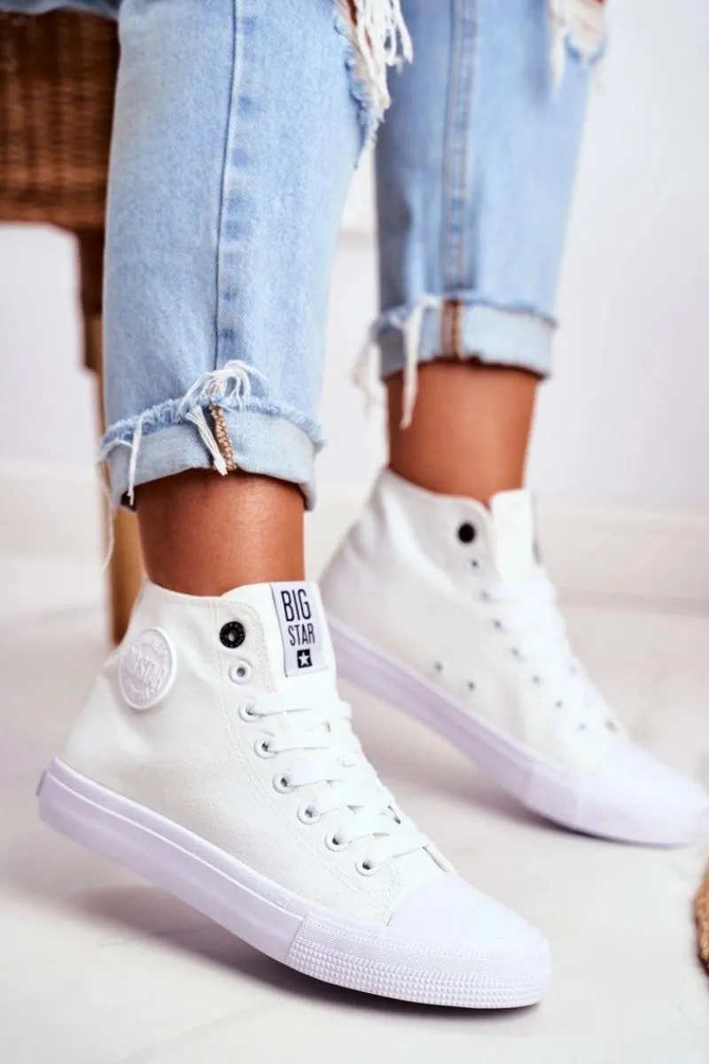 Hot Big Star Shoes Damskie Wysokie Trampki Big Star FF274A171 Białe