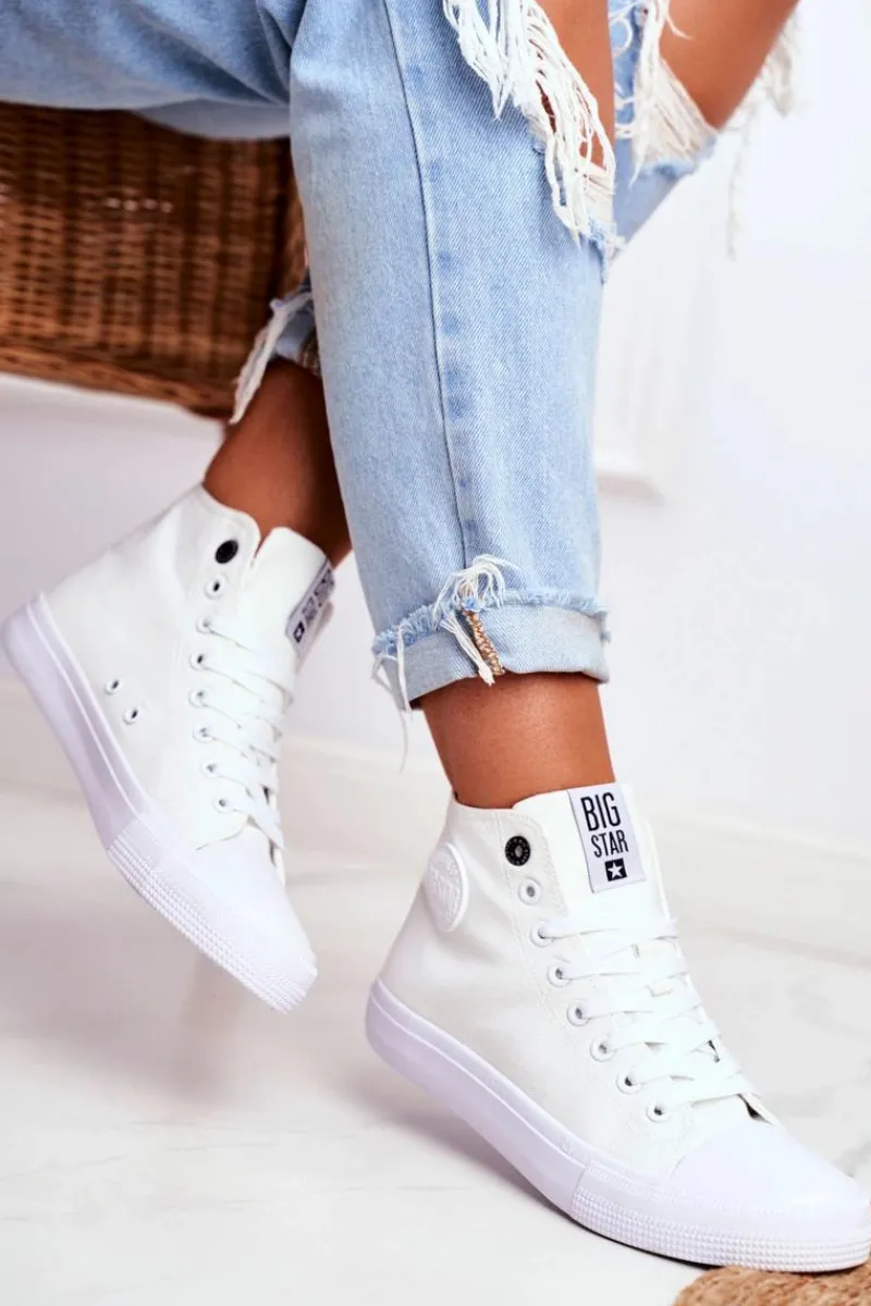 Hot Big Star Shoes Damskie Wysokie Trampki Big Star FF274A171 Białe