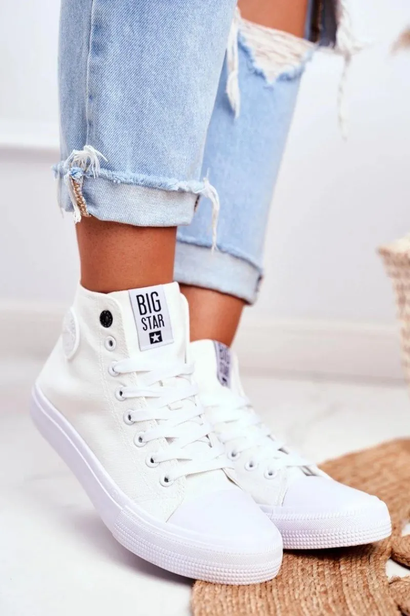 Hot Big Star Shoes Damskie Wysokie Trampki Big Star FF274A171 Białe