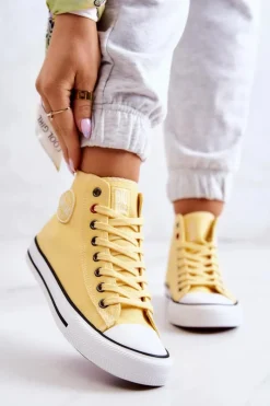 Damskie Wysokie Trampki Big Star JJ274207 Żółte Damskie Trampki Damskie Big Star|Trampki Damskie Wysokie