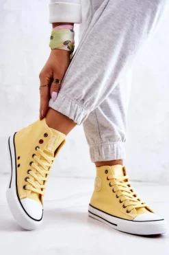 Damskie Wysokie Trampki Big Star JJ274207 Żółte Damskie Trampki Damskie Big Star|Trampki Damskie Wysokie