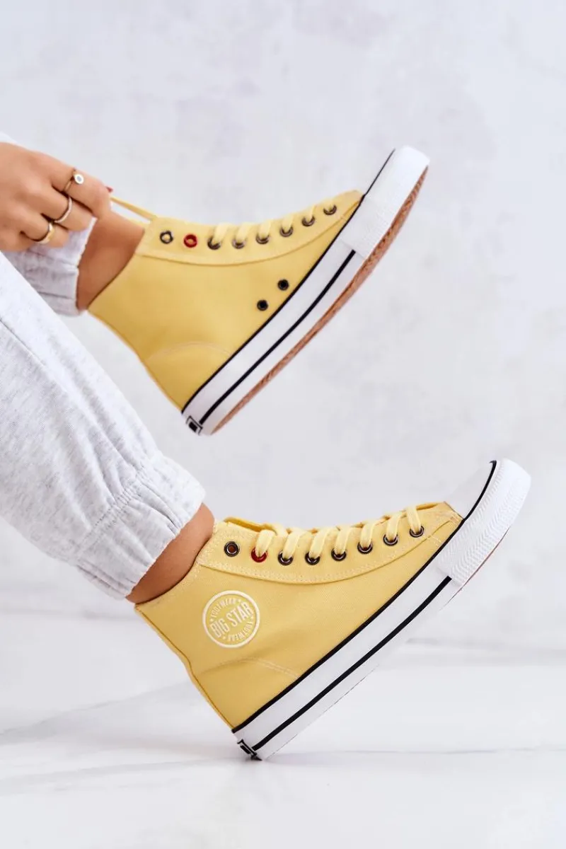 Damskie Wysokie Trampki Big Star JJ274207 Żółte Damskie Trampki Damskie Big Star|Trampki Damskie Wysokie