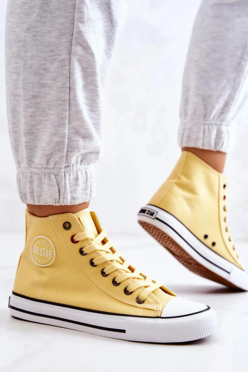 Damskie Wysokie Trampki Big Star JJ274207 Żółte Damskie Trampki Damskie Big Star|Trampki Damskie Wysokie