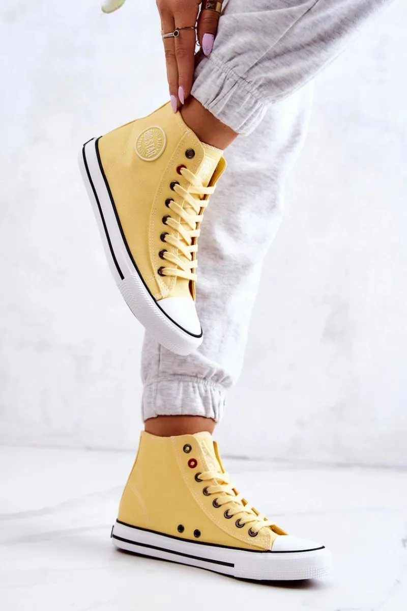 Damskie Wysokie Trampki Big Star JJ274207 Żółte Damskie Trampki Damskie Big Star|Trampki Damskie Wysokie