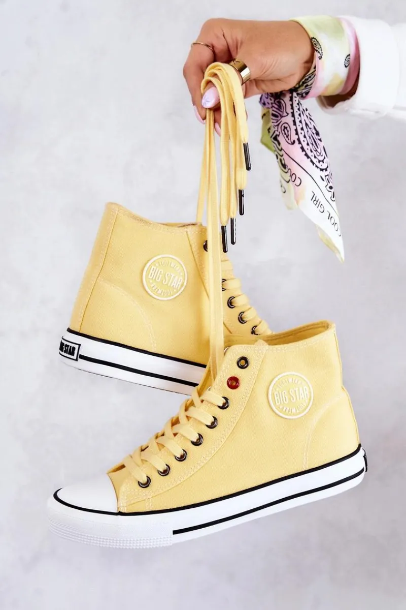 Damskie Wysokie Trampki Big Star JJ274207 Żółte Damskie Trampki Damskie Big Star|Trampki Damskie Wysokie
