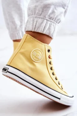 Damskie Wysokie Trampki Big Star JJ274207 Żółte Damskie Trampki Damskie Big Star|Trampki Damskie Wysokie