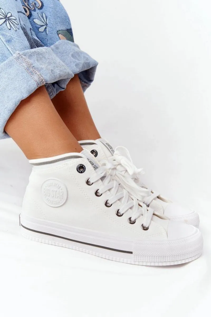 Online Big Star Shoes Damskie Wysokie Trampki Big Star HH274149 Białe