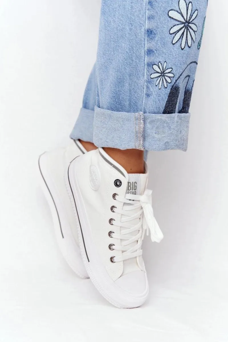 Online Big Star Shoes Damskie Wysokie Trampki Big Star HH274149 Białe