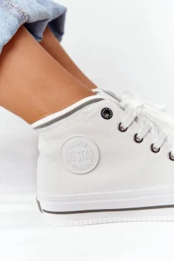 Online Big Star Shoes Damskie Wysokie Trampki Big Star HH274149 Białe