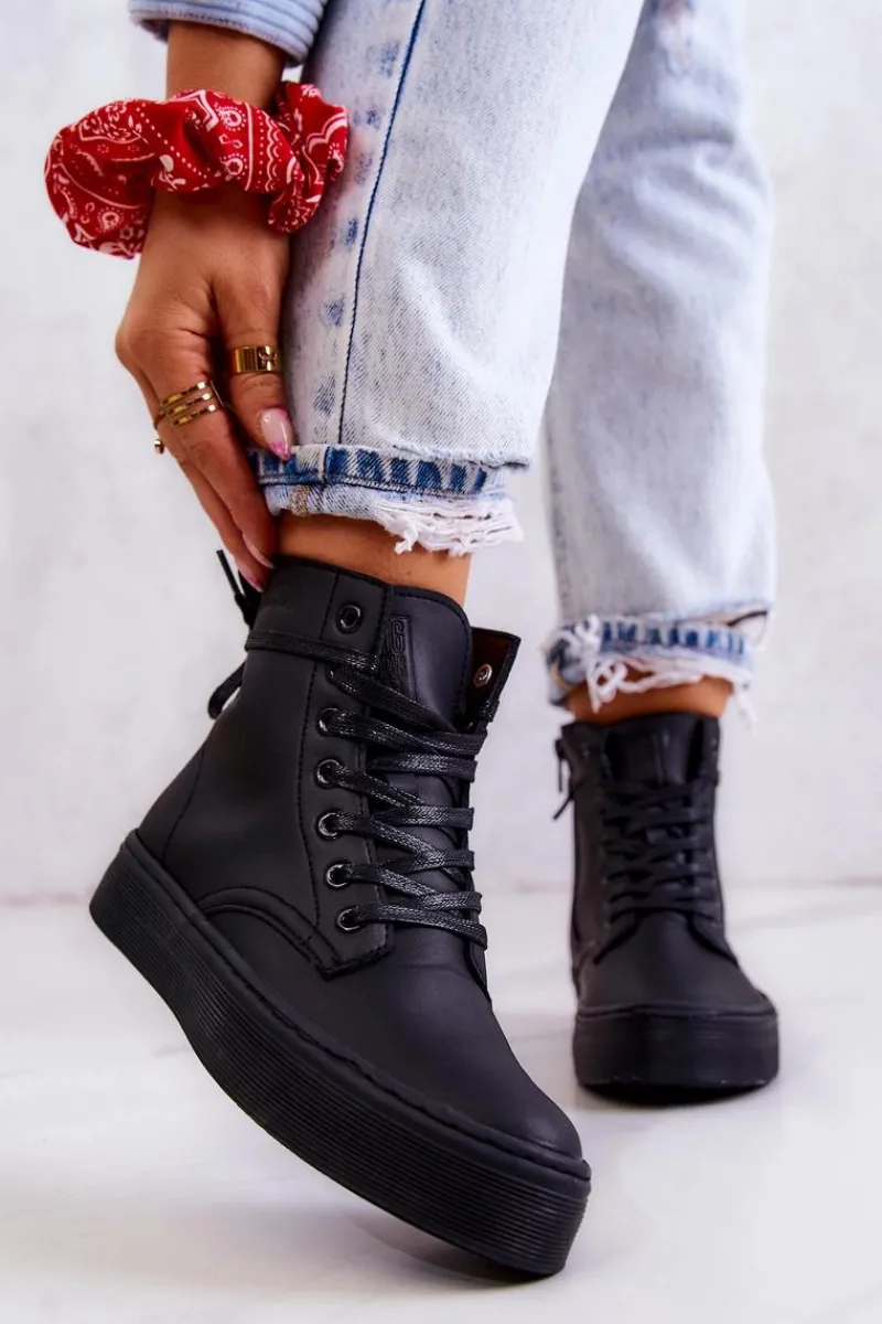 Trampki Damskie Big Star|Trampki Damskie Wysokie>Big Star Shoes Damskie Wysokie Trampki BIG STAR II274096 Czarne