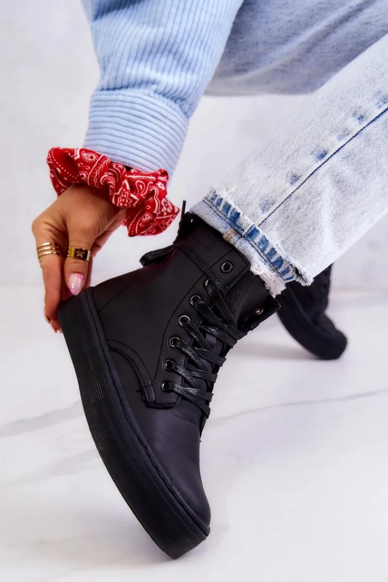 Trampki Damskie Big Star|Trampki Damskie Wysokie>Big Star Shoes Damskie Wysokie Trampki BIG STAR II274096 Czarne