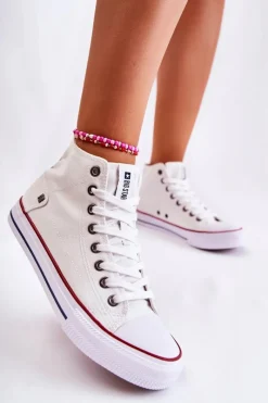 Discount Damskie Wysokie Trampki Big Star DD274332 Białe Damskie Trampki Damskie Big Star|Trampki Damskie Wysokie