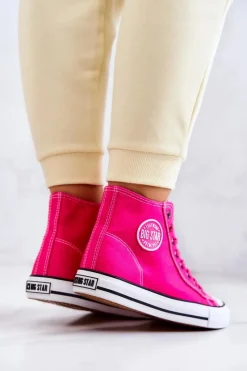 Clearance Damskie Wysokie Trampki Big Star JJ274210 Fuksja Damskie Trampki Damskie Big Star|Trampki Damskie Wysokie