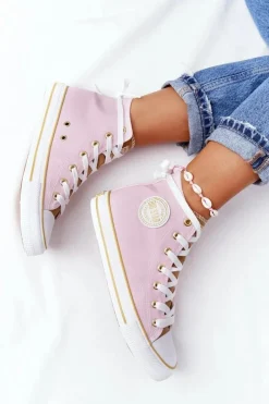 Clearance Big Star Shoes Damskie Wysokie Trampki Big Star HH274447 Różowe