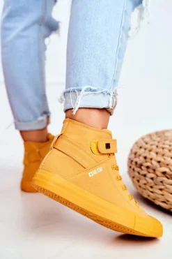 Best Damskie Wysokie Trampki Big Star FF274581 Żółte Damskie Trampki Damskie Big Star|Trampki Damskie Wysokie