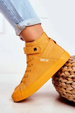 Best Damskie Wysokie Trampki Big Star FF274581 Żółte Damskie Trampki Damskie Big Star|Trampki Damskie Wysokie