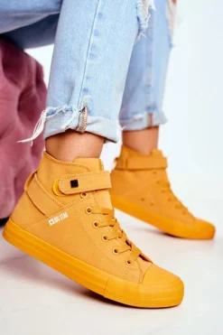 Best Damskie Wysokie Trampki Big Star FF274581 Żółte Damskie Trampki Damskie Big Star|Trampki Damskie Wysokie