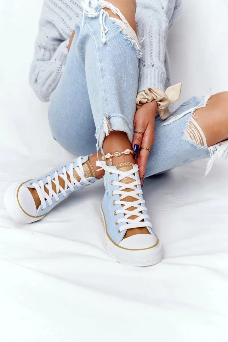 Best Damskie Wysokie Trampki Big Star HH274449 Niebieskie Damskie Trampki Damskie Big Star|Trampki Damskie Wysokie