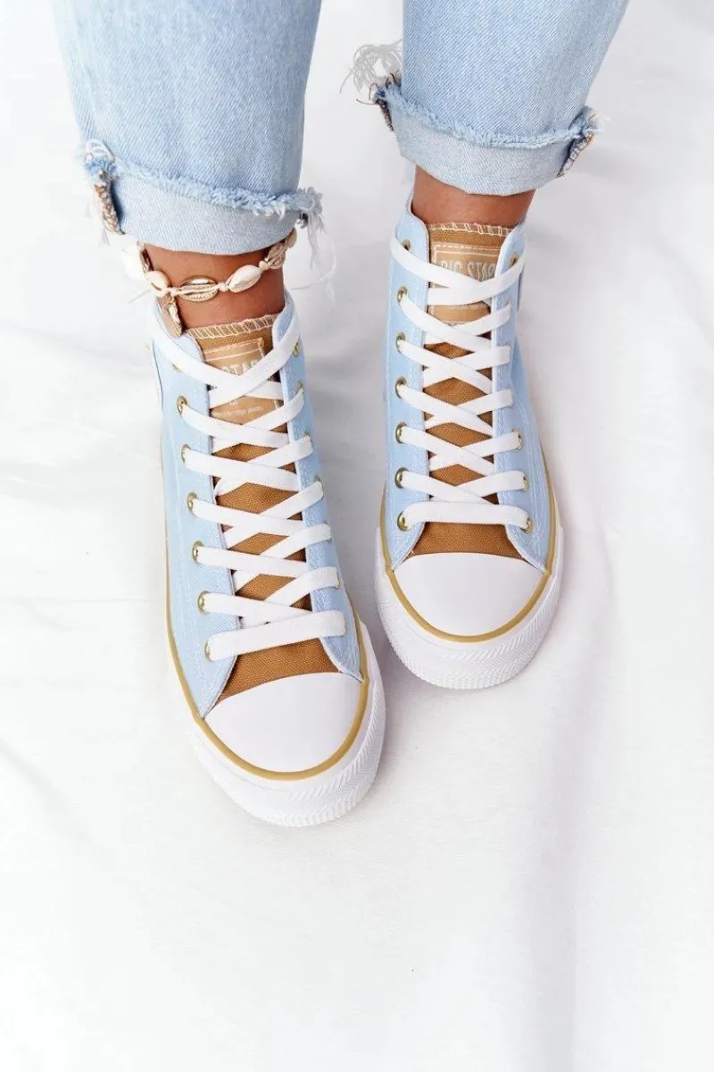 Best Damskie Wysokie Trampki Big Star HH274449 Niebieskie Damskie Trampki Damskie Big Star|Trampki Damskie Wysokie