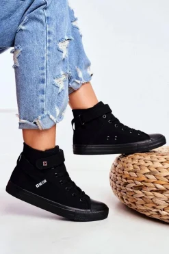 Trampki Damskie Big Star|Trampki Damskie Wysokie>Big Star Shoes Damskie Wysokie Trampki Big Star FF274578 Czarne