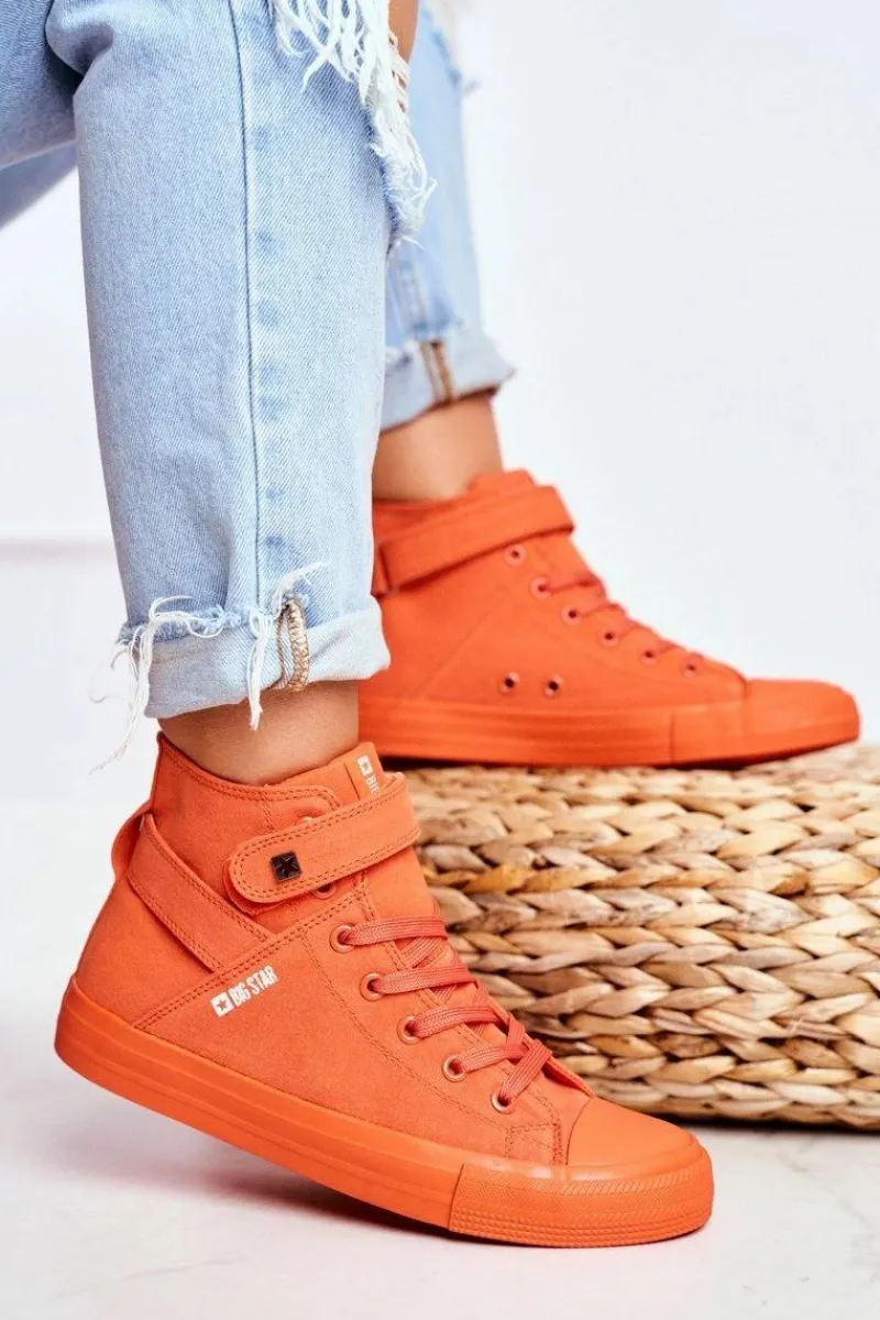 Discount Damskie Wysokie Trampki Big Star FF274583 Pomarańczowe Damskie Trampki Damskie Big Star|Trampki Damskie Wysokie