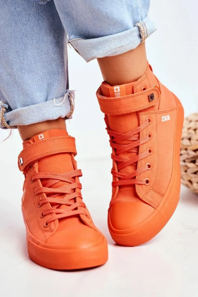 Discount Damskie Wysokie Trampki Big Star FF274583 Pomarańczowe Damskie Trampki Damskie Big Star|Trampki Damskie Wysokie