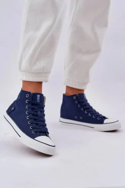 Hot Big Star Shoes Damskie Wysokie Trampki Big Star DD274333 Granatowe Niebieski