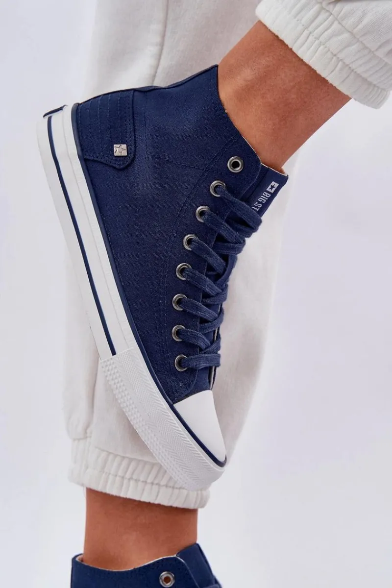 Hot Big Star Shoes Damskie Wysokie Trampki Big Star DD274333 Granatowe Niebieski