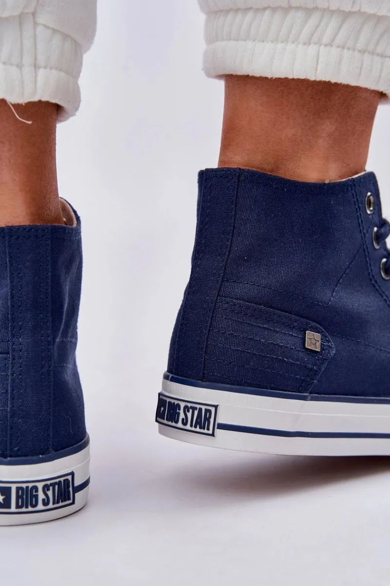 Hot Big Star Shoes Damskie Wysokie Trampki Big Star DD274333 Granatowe Niebieski
