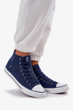 Hot Big Star Shoes Damskie Wysokie Trampki Big Star DD274333 Granatowe Niebieski