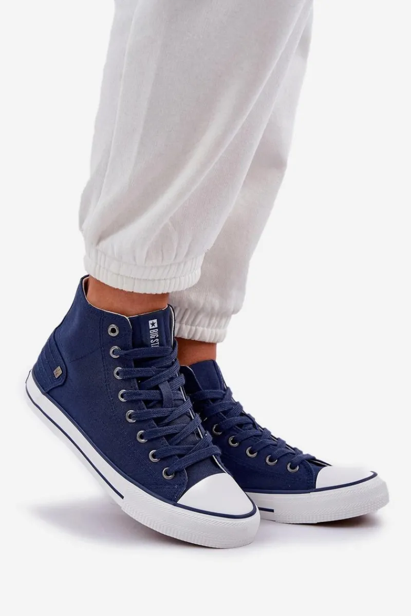 Hot Big Star Shoes Damskie Wysokie Trampki Big Star DD274333 Granatowe Niebieski
