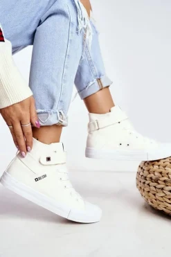 Online Damskie Wysokie Trampki Big Star FF274579 Białe Damskie Trampki Damskie Big Star|Trampki Damskie Wysokie