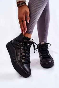 Cross Jeans Damskie Wysokie Trampki KK2R4029C Czarne